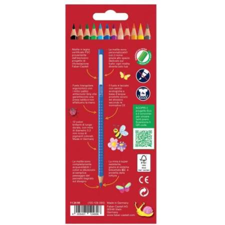 Matite colorate Color Grip - acquerellabili - Faber-Castell - scatola 12 pezzi