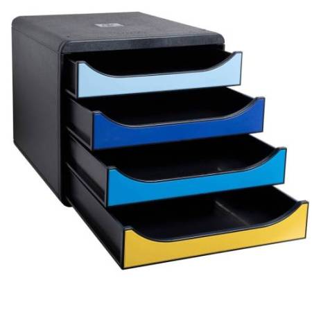 Cassettiera Big Box Bee Blue - 4 cassetti A4 - nero/multicolore - Exacompta