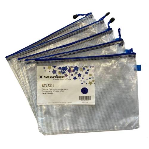 Busta a rete con cerniera blu- PVC -...