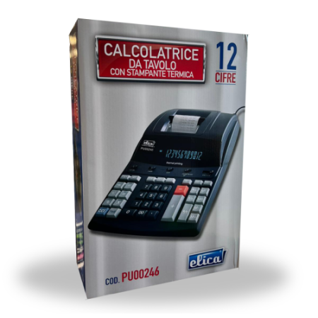 Calcolatrice ELICA Termica Scrivente da Tavolo - 12 cifre - (simil. Olivetti 914T)