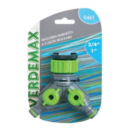 Raccordo rubinetto - 2 uscite regolabili - Verdemax