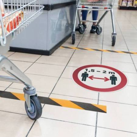 Pittogramma adesivo - da terra - "Mantenere la distanza di sicurezza" - diametro 43 cm - Durable