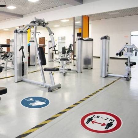 Pittogramma adesivo - da terra - "Mantenere la distanza di sicurezza" - diametro 43 cm - Durable