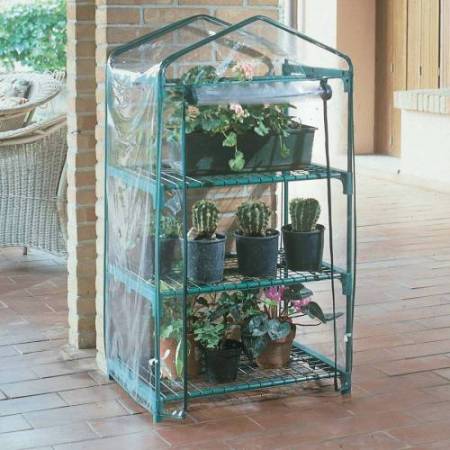 Serra Azalea - 3 ripiani - 70 x 50 x 125 cm - acciaio verniciato/PVC - verde/trasparente - Verdemax