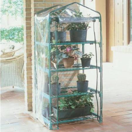 Serra Azalea - 4 ripiani - 70 x 50 x 158 cm - acciaio verniciato/PVC - verde/trasparente - Verdemax