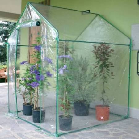 Serra Clematis - a casetta - 155 x 155 x 205 cm - acciaio verniciato/PVC - verde/trasparente - Verdemax