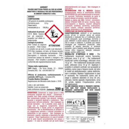 Insetticida per insetti striscianti - in polvere - 200 gr - Protemax