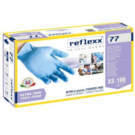 Guanti in nitrile R77 - tg XS - azzurro - Reflexx - conf. 100 pezzi