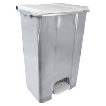 Contenitore mobile Ecoconti - a pedale - 80 L - plastica riciclata - grigio/bianco - Medial