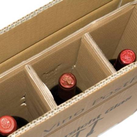 Scatola Wine Pack - 4 bottiglie - 21,2 x 20,4 x 36,8 cm - cartone doppia onda - avana - Bong Packaging - conf. 10 pezzi