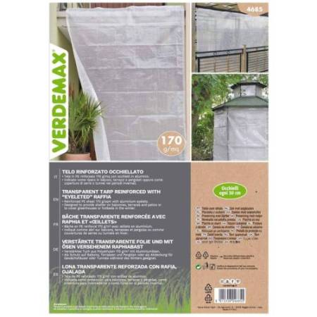 Telo occhiellato - per coperture - 3 x 3 m - PE/rafia - bianco - Verdemax