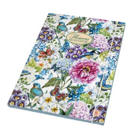 Cartella con elastico Nature Flowers - 26 X 35,5 x 1,2 cm - 3lembi - Pigna