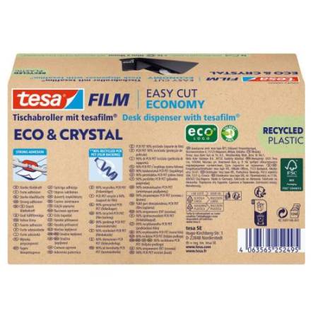 Dispenser da tavolo Eco & Crystal per nastri da 1,9 cm - incluso rotolo 19 mm x 10 m - Nero - Tesa