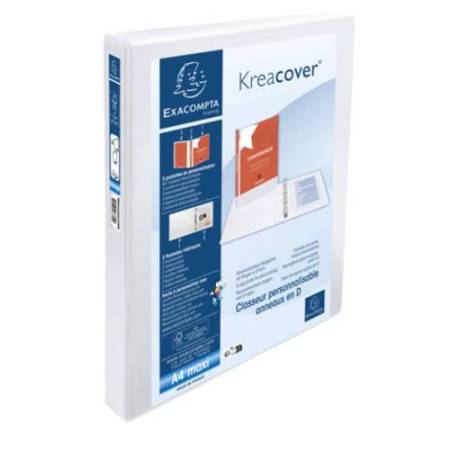 Raccoglitore personalizzabile Kreacover - PP - 4 anelli a D 25 mm - A4 maxi - bianco - Exacompta