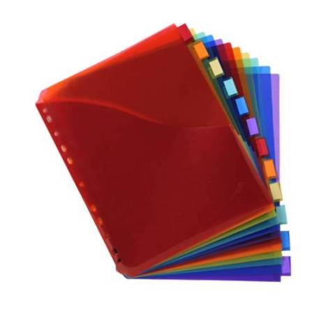 Divisori neutri a 12 tacche - PP - A4 maxi - con portaetichetta - colori assortiti - Exacompta