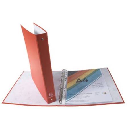 Raccoglitore foderato - PPL - 4 anelli tondi 30 mm - dorso 4cm - 22 x 30cm - rosso - Exacompta