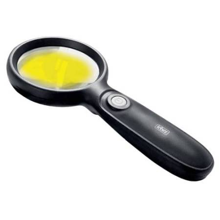 Lente di ingrandimento 1137 - diametro 7,5 cm - con led - nero - Lebez