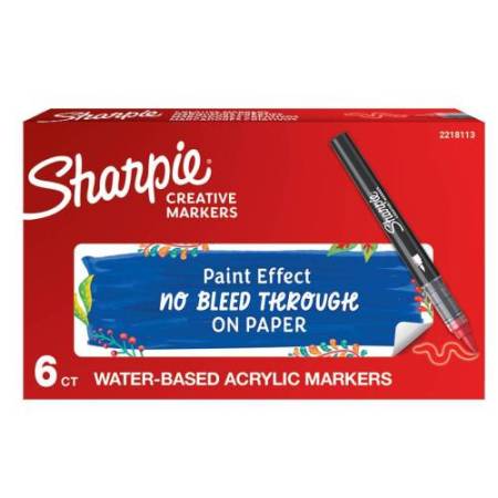 Marcatore acrilico - punta pennello - rosso - Sharpie