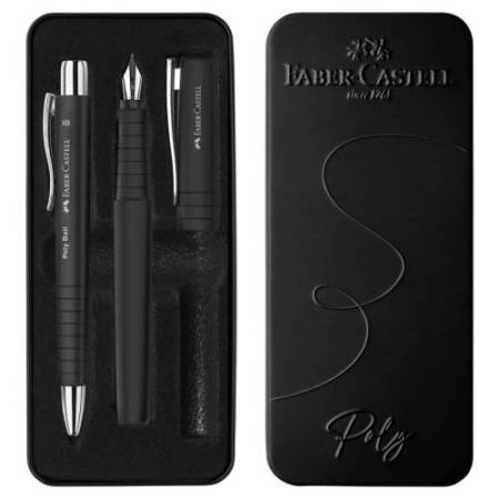 Set stilo B Poly Pen + sfera Poly Ball - punta 0,7 mm - fusto nero - Faber-Castell