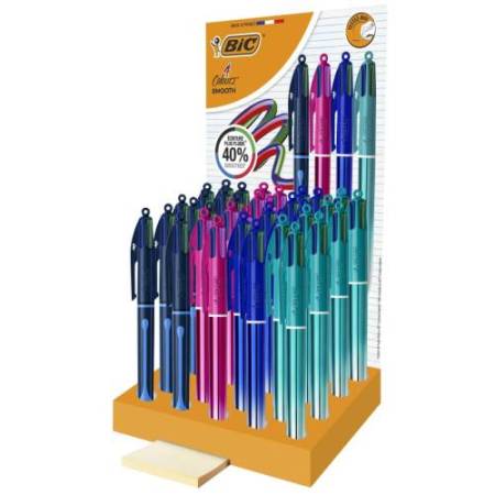 Penna 4 Colours Smooth - colori assortiti - Bic - expo 36 pezzi