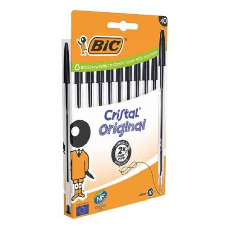 Penna a sfera Cristal - punta media 1,0mm - nero  - Bic - conf. 10 pezzi