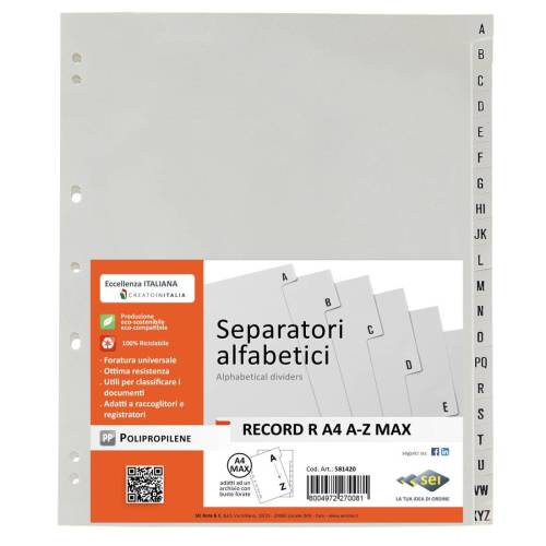 Separatore alfabetico A/Z Record R -...
