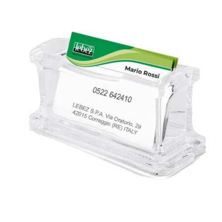 Portabiglietti da visita - da tavolo - 11,5 x 5,5 x 4,5 cm - acrilico - trasparente - Lebez