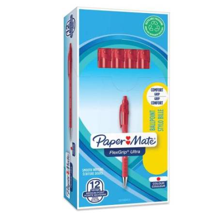 Penna a sfera a scatto Flexgrip Ultra - punta 1,0mm - rosso - Papermate