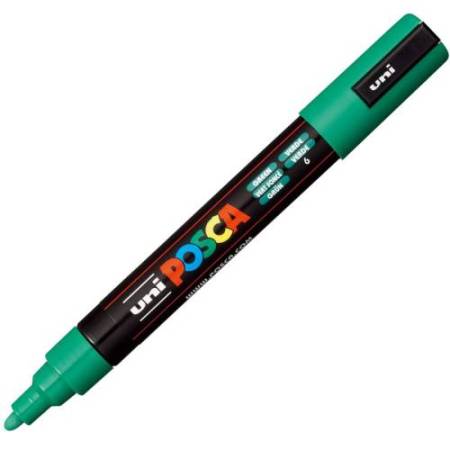 Marcatore a base d'acqua Uni Posca PC5M  - punta  tonda media da 1,8mm a 2,5mm - verde - Uni Mitsubishi