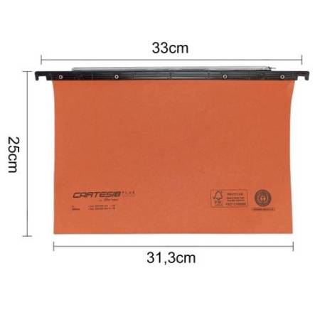 Cartella sospesa Cartesio Plus - cassetto - interasse 33 cm - fondo V - 31,3 x 25 cm - arancio - Bertesi