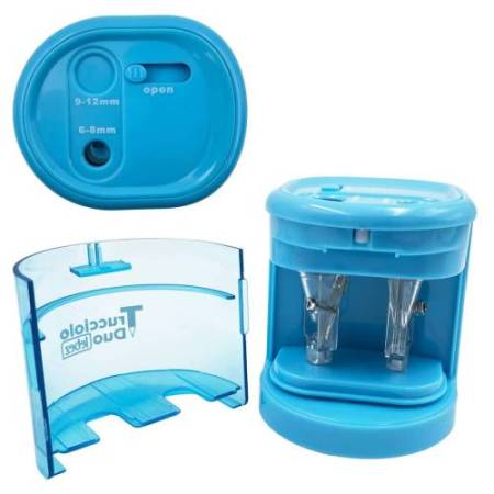 Temperamatite elettrico 4306  con contenitore - 2 fori  - colori assortiti - Lebez