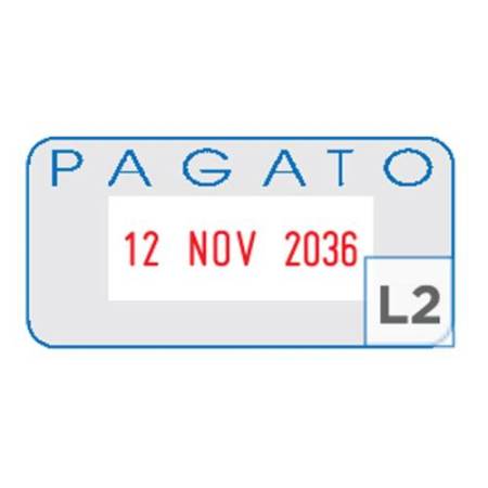 Timbro S260/L2 Datario + PAGATO - 4 mm - autoinchiostrante - bicolore - Colop