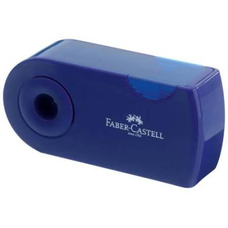 Temperamatite Sleeve con contenitore - 2 fori - con serbatoio - 70x34x20mm - rosso e blu assortiti - Faber-Castell