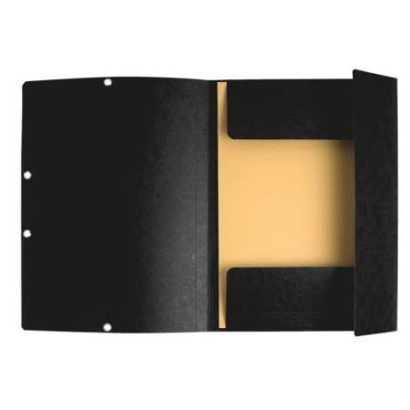 Cartellina con elastico - cartoncino lustrè - 3 lembi - 400 gr - 24x32 cm - nero - Exacompta