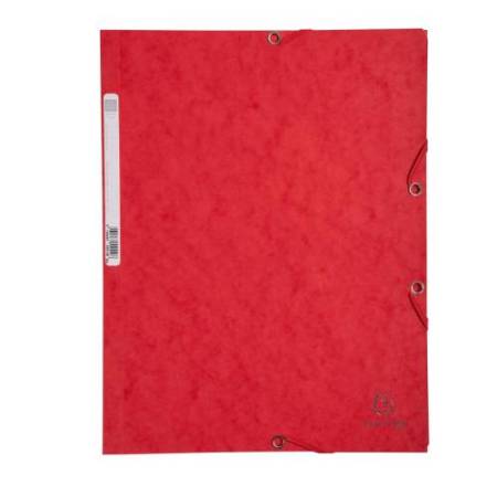 Cartellina con elastico - cartoncino lustrè - 3 lembi - 400 gr - 24x32 cm - rosso - Exacompta