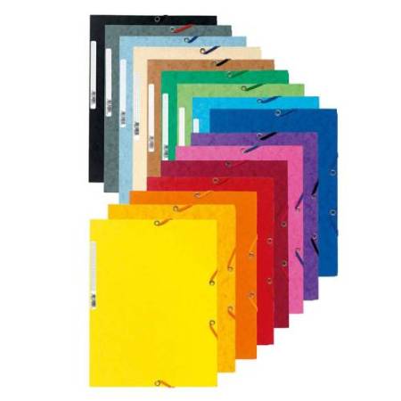 Cartellina con elastico - cartoncino lustrè - 3 lembi - 400 gr - 24x32 cm - mix 10 colori - Exacompta