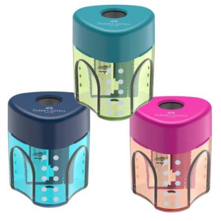 Temperamatite con contenitore - 1 foro - triangolare - con serbatoio - Faber-Castell