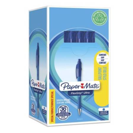 Penna a sfera a scatto Flexgrip Ultra  - punta 1,0mm - blu  - Papermate - conf. 30+6 pezzi
