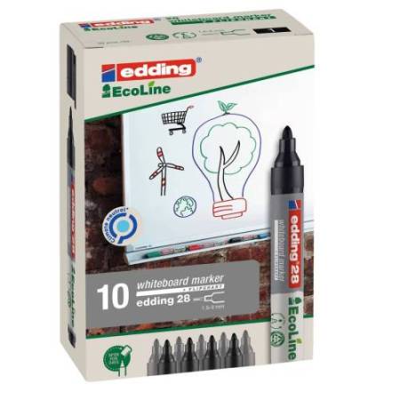 Marcatore per lavagne bianche 28 EcoLine - punta conica - da 1,5 a 3 mm - nero - Edding