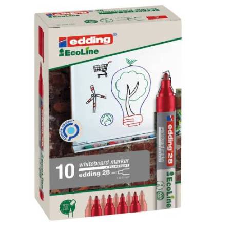 Marcatore per lavagne bianche 28 EcoLine - punta conica - da 1,5 a 3 mm - rosso - Edding