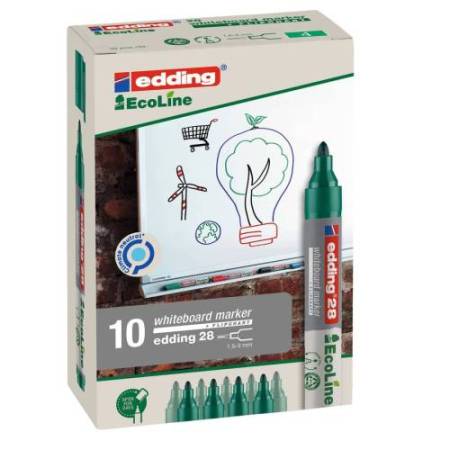 Marcatore per lavagne bianche 28 EcoLine - punta conica - da 1,5 a 3 mm - verde - Edding