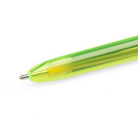 Penna a sfera a scatto multifunzione 4 Colors Fluo  - punta 1,0/1,6mm - 4 colori fluo - fusto giallo fluorescente - Bic - conf. 