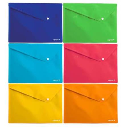 Buste con bottone - in PPL - 33 x 24,5 cm - colori assortiti - Colorosa - conf. 6 pezzi