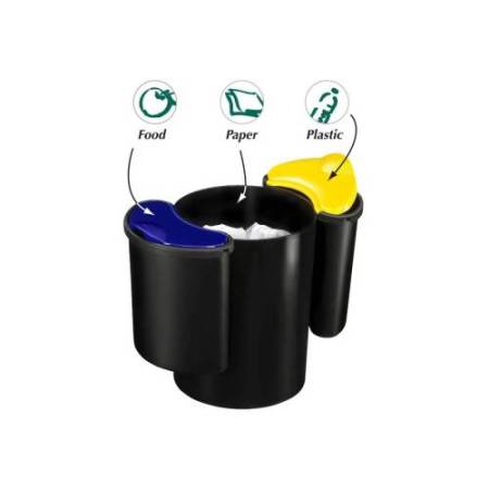 Cestino raccolta differenziata 516 - altezza 33,7 cm - diametro 26 cm -  nero/giallo/blu - Cep