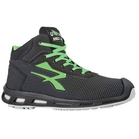 Calzatura di sicurezza Hard S3 SRC - pelle idrorepellente - numero 44 - grigio scuro/verde - U-Power