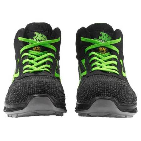 Calzatura di sicurezza Hard S3 SRC - pelle idrorepellente - numero 44 - grigio scuro/verde - U-Power