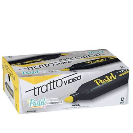 Evidenziatore Tratto Video pastel  - punta a scalpello - tratto da 1,0mm-5,0mm - giallo limone - Tratto