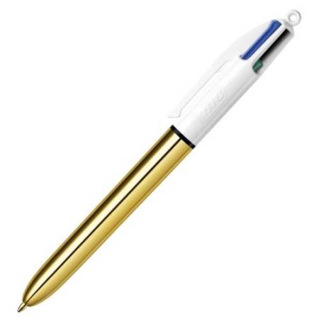 Penna sfera scatto multifunzione 4 Colors Shine - punta 1,0 mm - fusto oro - Bic – conf. 12 pezzi
