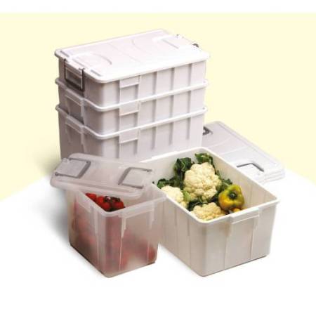 Contenitore Foodbox con coperchio - 58x38x38 cm - 60 L - PPL riciclabile - bianco - Mobil Plastic