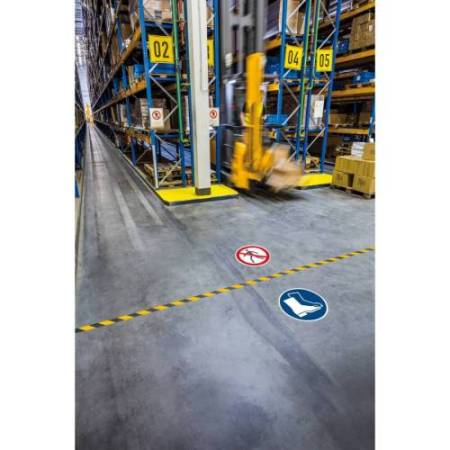 Pittogramma adesivo - da terra - "Calzature di sicurezza obbligatorie" - diametro 43 cm - Durable